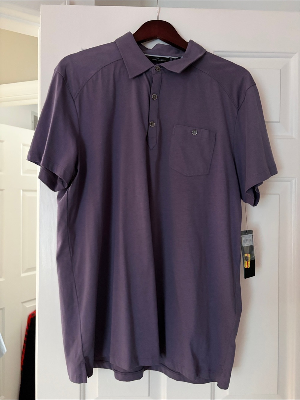Marc Anthony Men's Purple Short-Sleeve Polo with Chest Pocket